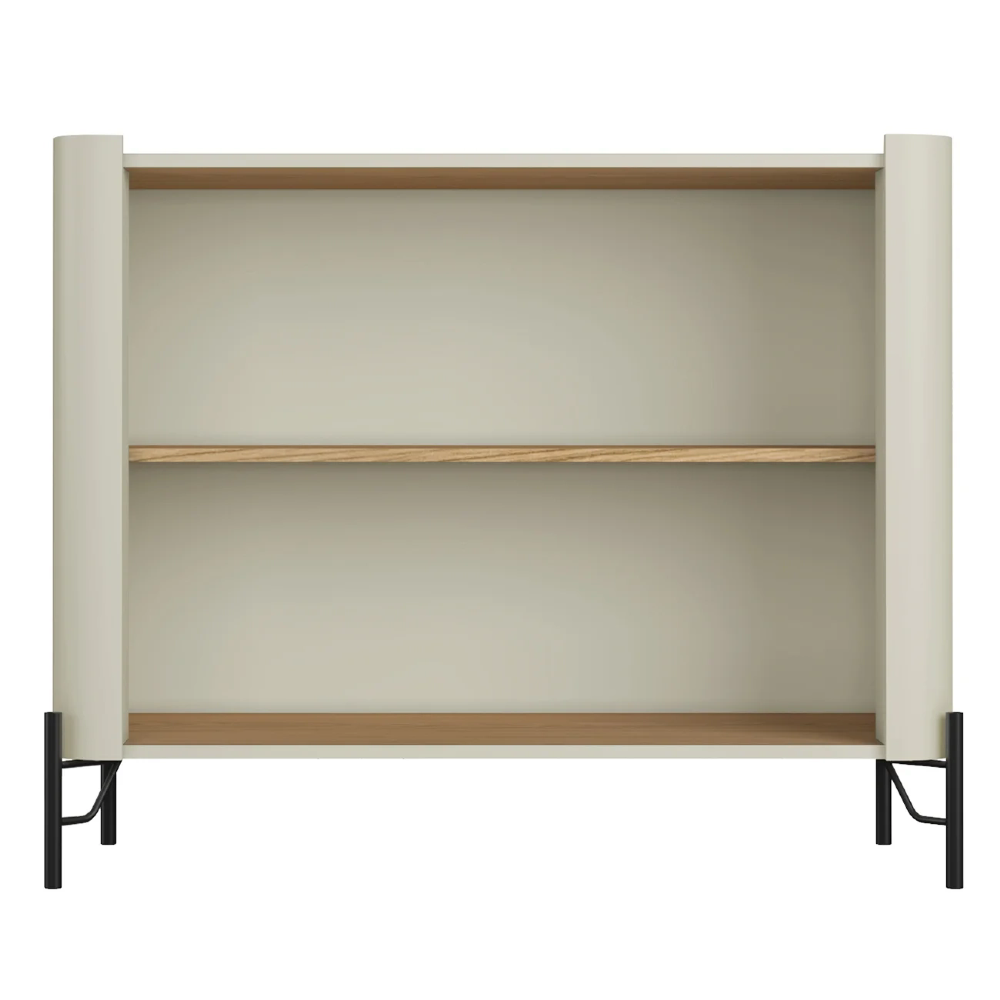 Buffet Aparador 99cm 2 Portas Lisas Blen Louro/Luna/Preto I06 - Mpozenato