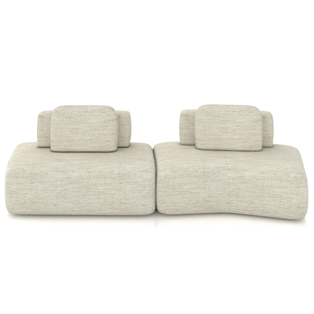 Sofá Ilha 314cm 2 Módulos Sala de Estar Moby Linho Cru Z08 - Mpozenato