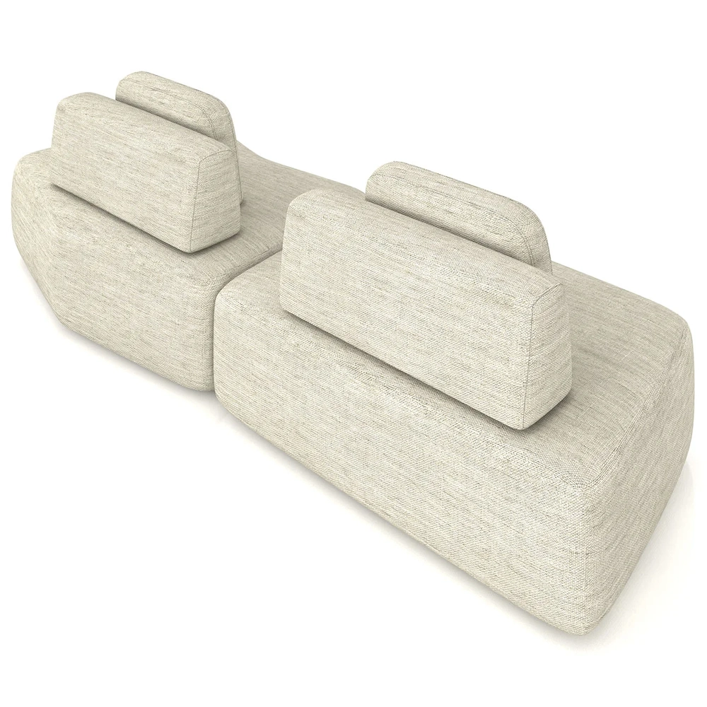 Sofá Ilha 314cm 2 Módulos Sala de Estar Moby Linho Cru Z08 - Mpozenato