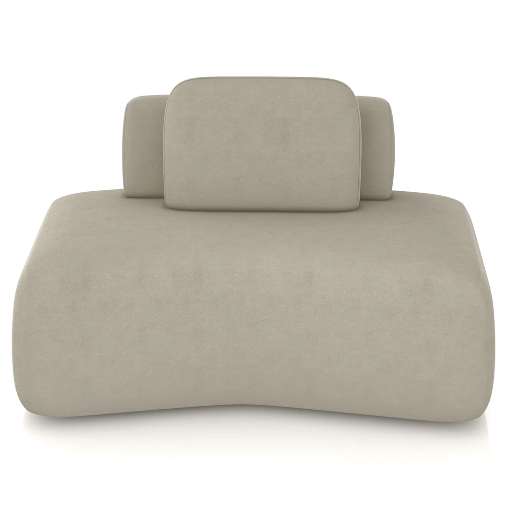 Sofá Modular 174cm Living Sala de Estar Moby Veludo Bege Z08 - Mpozenato