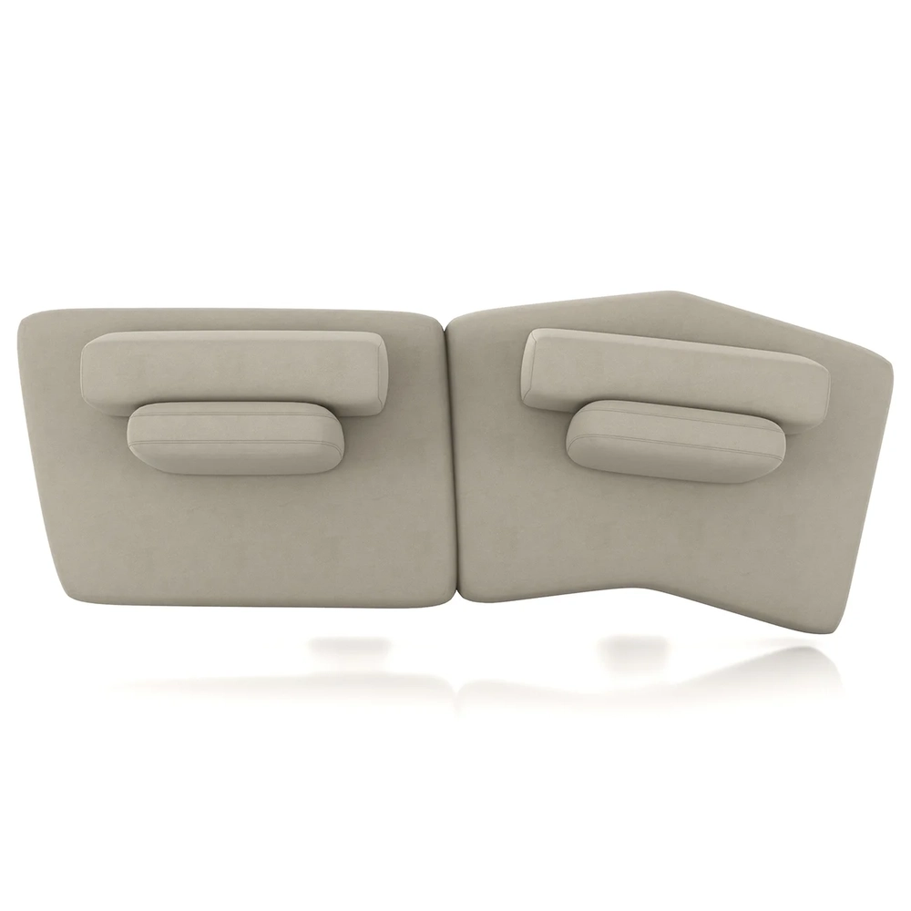 Sofá Ilha 314cm 2 Módulos Sala de Estar Moby Veludo Bege - Mpozenato