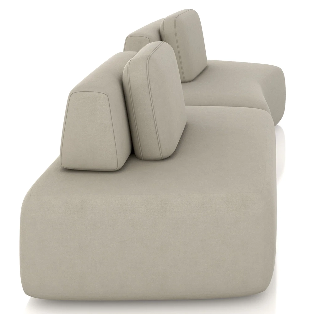 Sofá Ilha 314cm 2 Módulos Sala de Estar Moby Veludo Bege - Mpozenato