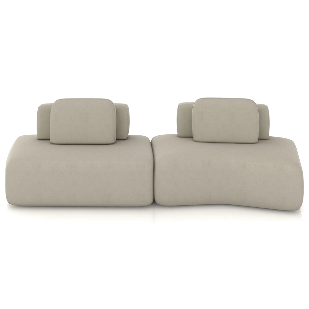 Sofá Ilha 314cm 2 Módulos Sala de Estar Moby Veludo Bege - Mpozenato