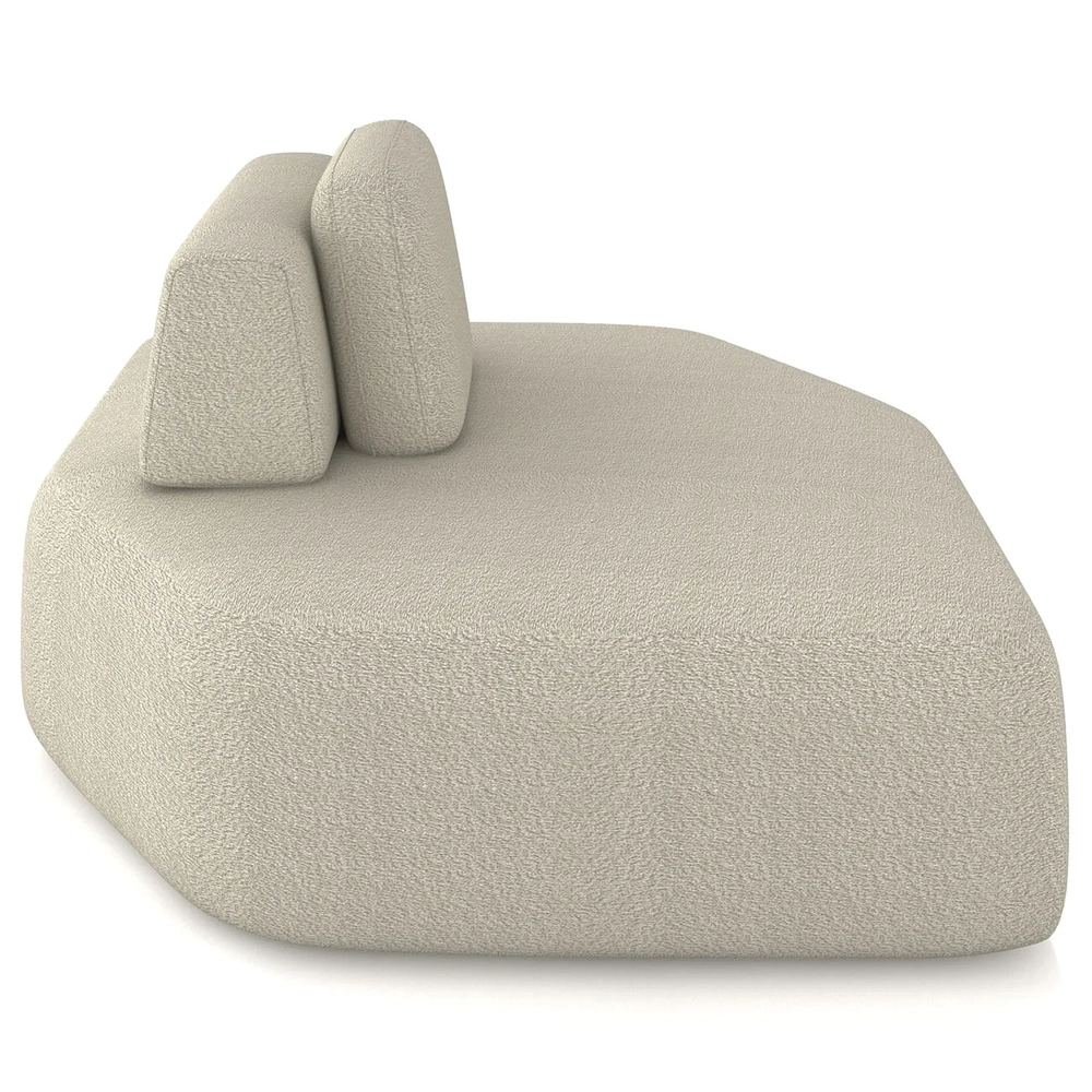 Sofá Chaise Modular 135cm Sala de Estar Moby Boucle Creme Z08 - Mpozenato