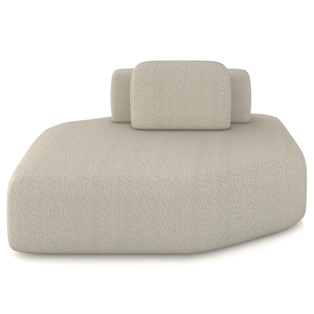 Sofá Chaise Modular 135cm Sala de Estar Moby Boucle Creme Z08 - Mpozenato