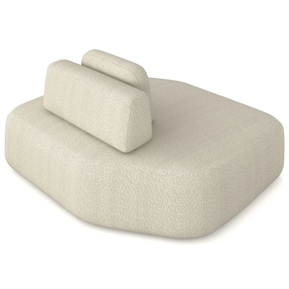 Sofá Chaise Modular 135cm Sala de Estar Moby Boucle Creme Z08 - Mpozenato