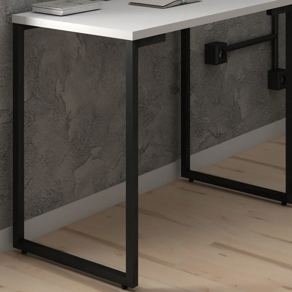 Mesa Escritório 120cm Estilo Industrial New Port  Z34 Branco - Mpozenato