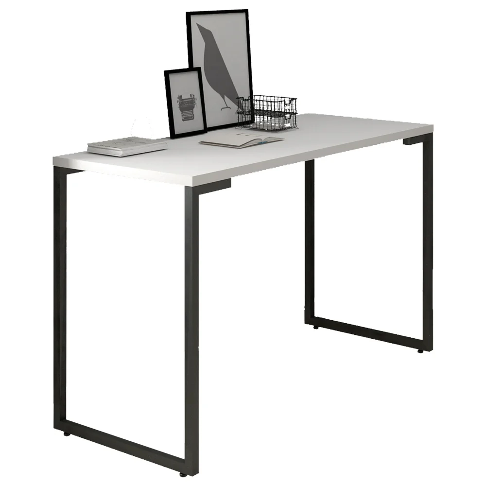 Mesa Escritório 120cm Estilo Industrial New Port  Z34 Branco - Mpozenato