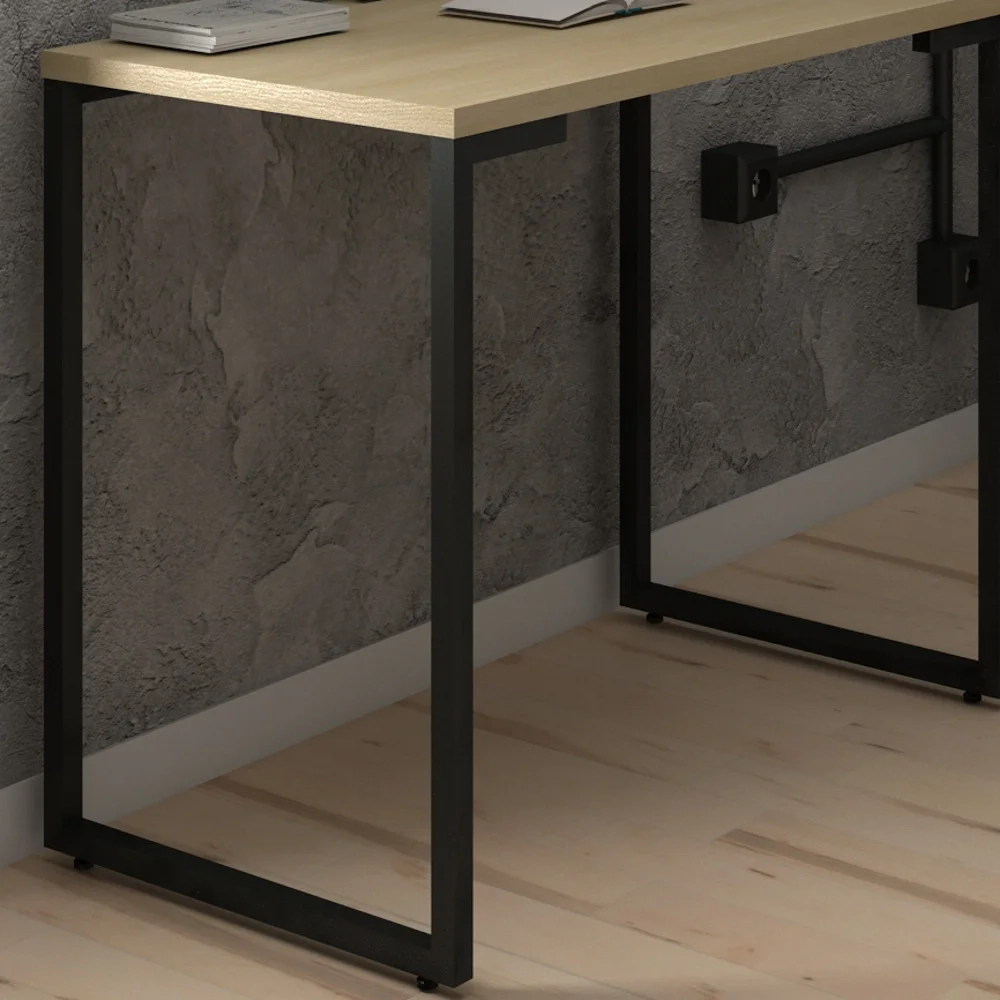 Mesa Escritório 120cm Estilo Industrial New Port F02 Nature - Mpozenato