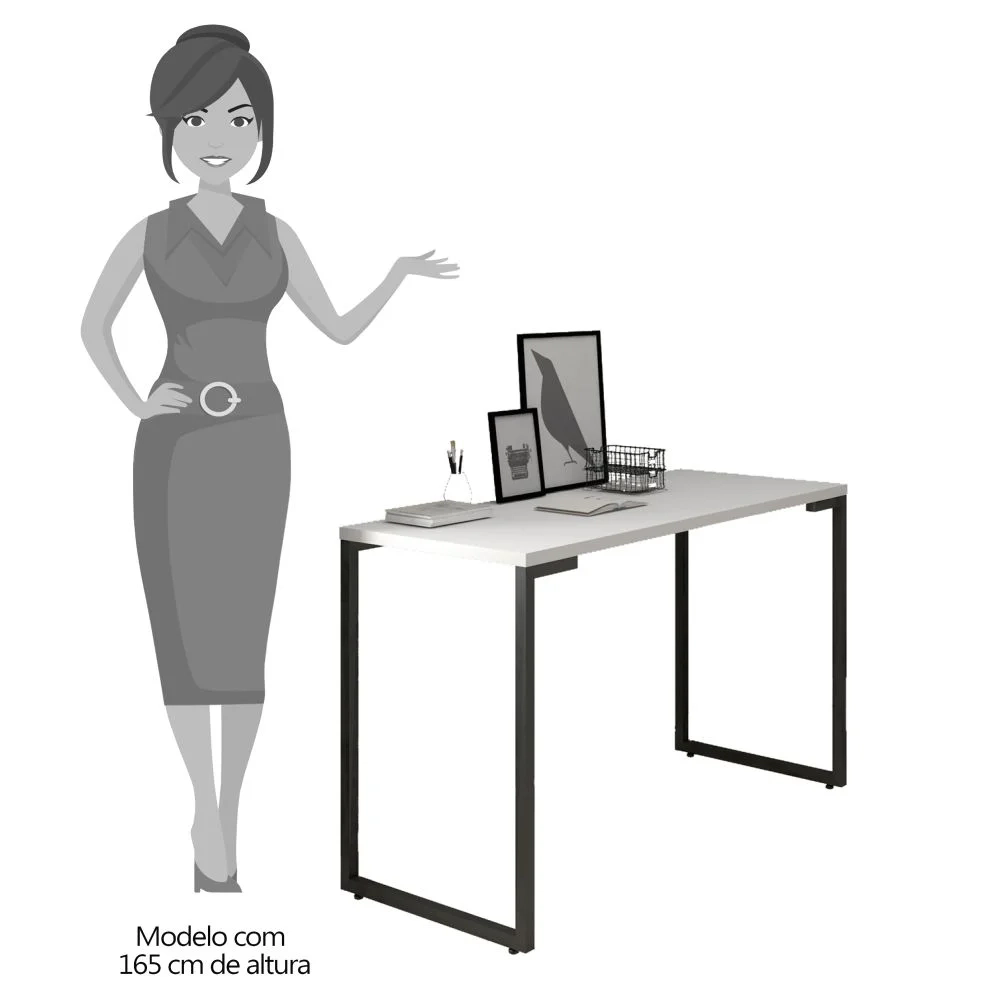 Kit 2 Mesas Escritório  120cm Estilo Industrial New Port F02 Branco - Mpozenato