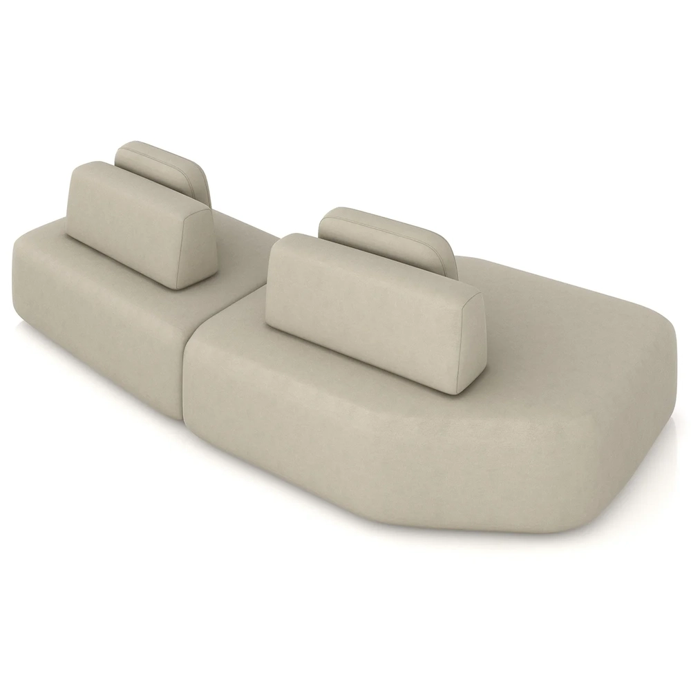 Sofá Ilha 275cm 2 Módulos Sala de Estar Moby Veludo Bege - Mpozenato