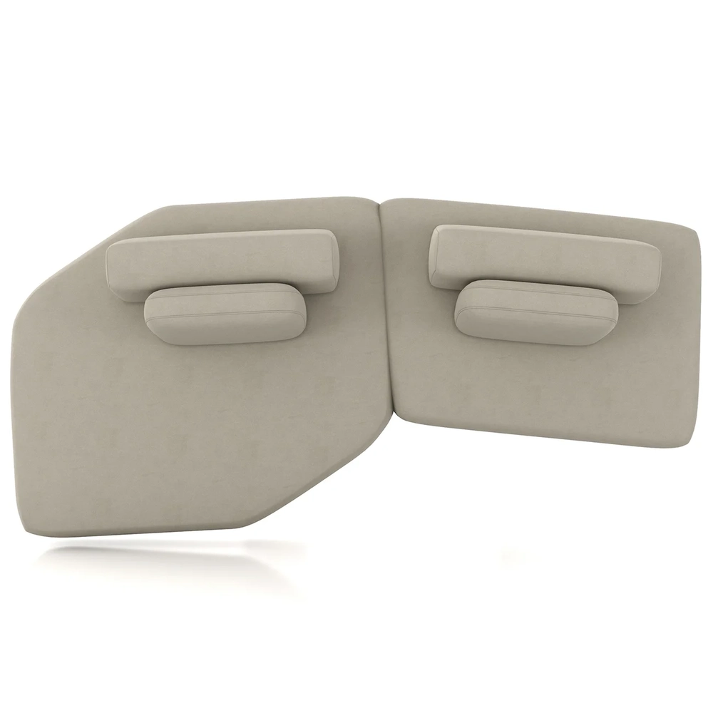 Sofá Ilha 275cm 2 Módulos Sala de Estar Moby Veludo Bege - Mpozenato