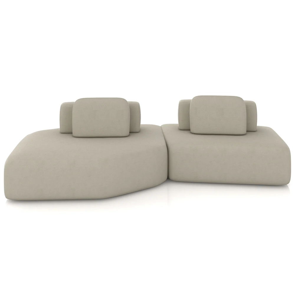 Sofá Ilha 275cm 2 Módulos Sala de Estar Moby Veludo Bege - Mpozenato