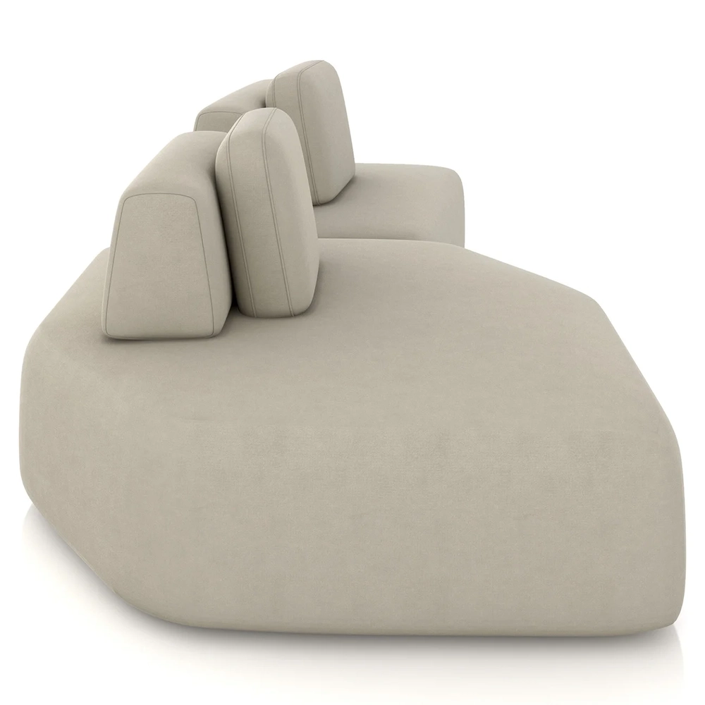 Sofá Ilha 275cm 2 Módulos Sala de Estar Moby Veludo Bege - Mpozenato