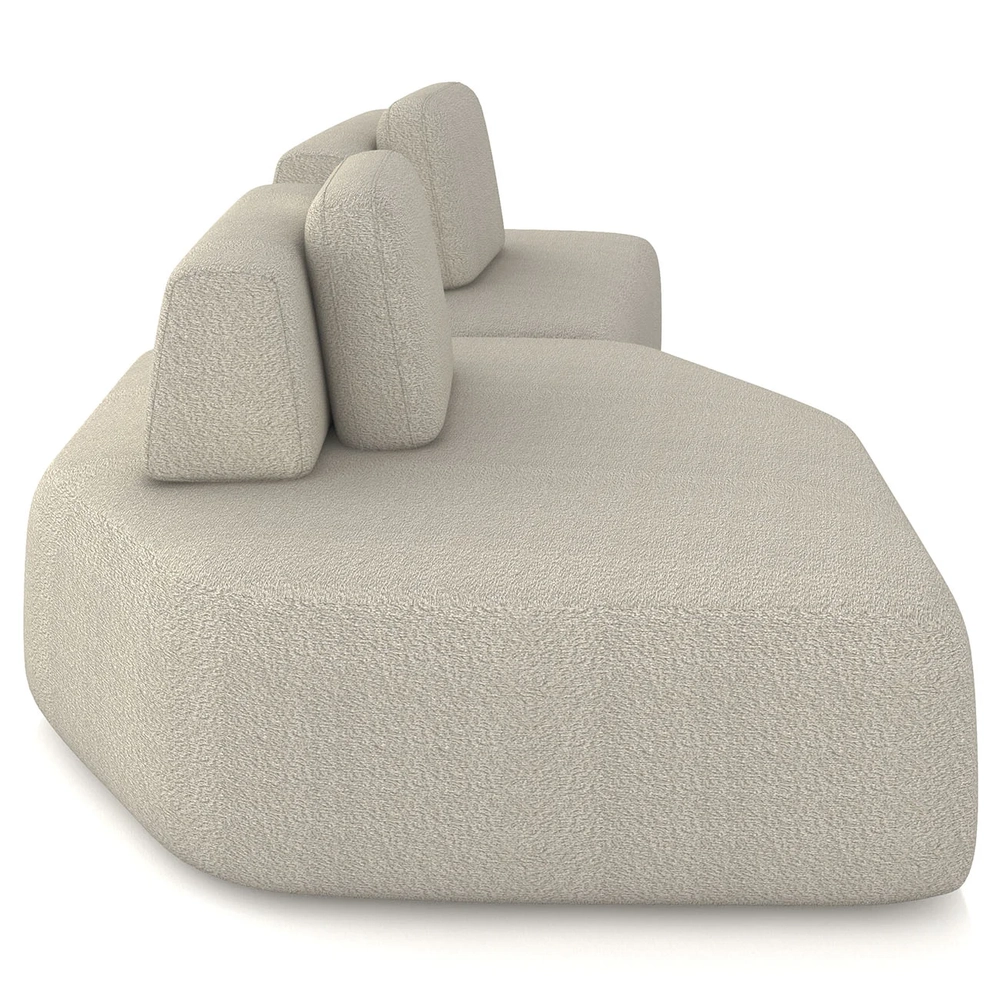 Sofá Ilha 275cm 2 Módulos Sala de Estar Moby Boucle Creme Z08 - Mpozenato