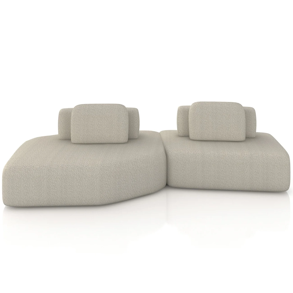 Sofá Ilha 275cm 2 Módulos Sala de Estar Moby Boucle Creme Z08 - Mpozenato