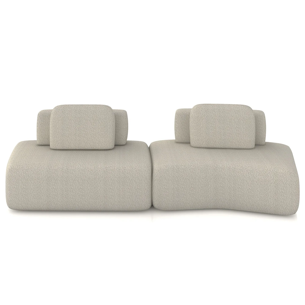 Sofá Ilha 314cm 2 Módulos Sala de Estar Moby Boucle Creme Z08 - Mpozenato