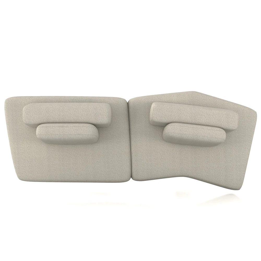 Sofá Ilha 314cm 2 Módulos Sala de Estar Moby Boucle Creme Z08 - Mpozenato