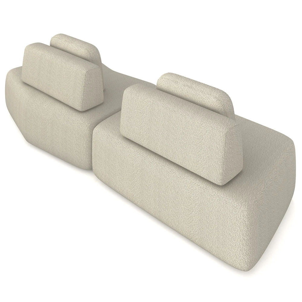 Sofá Ilha 314cm 2 Módulos Sala de Estar Moby Boucle Creme Z08 - Mpozenato