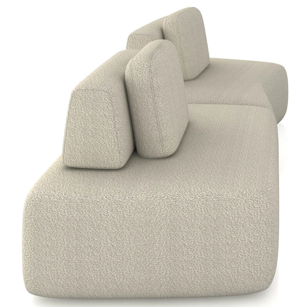 Sofá Ilha 314cm 2 Módulos Sala de Estar Moby Boucle Creme Z08 - Mpozenato