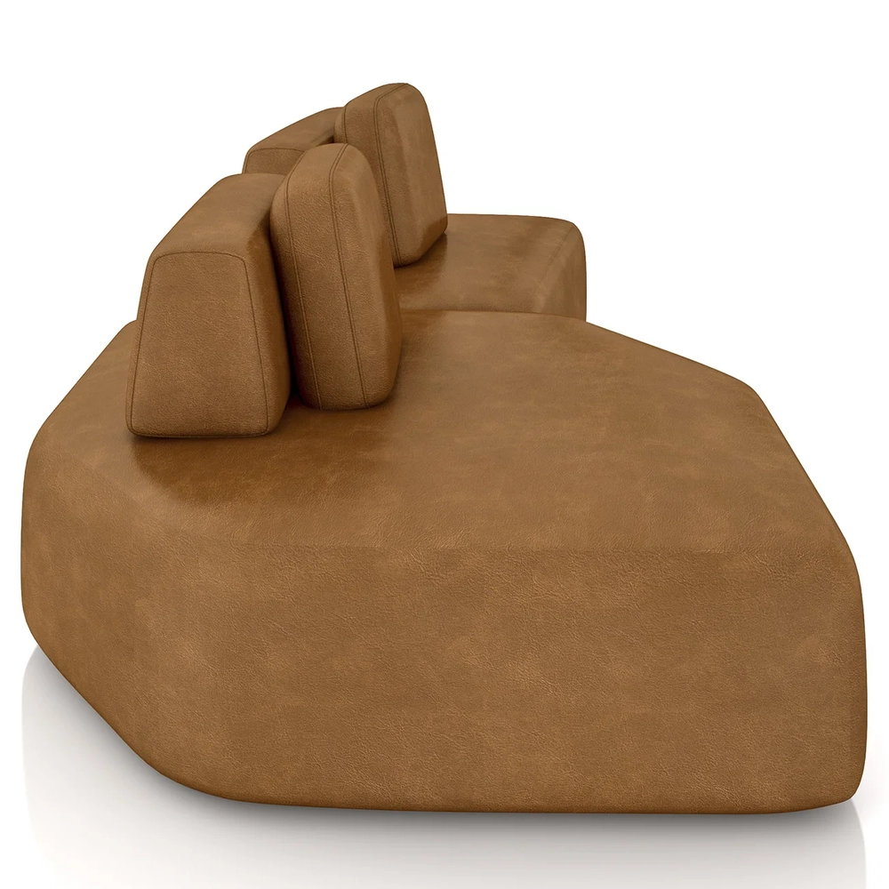 Sofá Ilha 275cm 2 Módulos Sala de Estar Moby Sintético Caramelo Z08 - Mpozenato