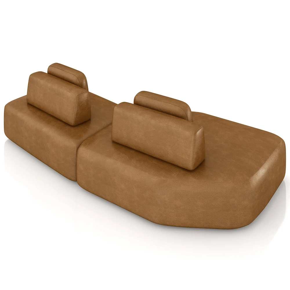 Sofá Ilha 275cm 2 Módulos Sala de Estar Moby Sintético Caramelo Z08 - Mpozenato