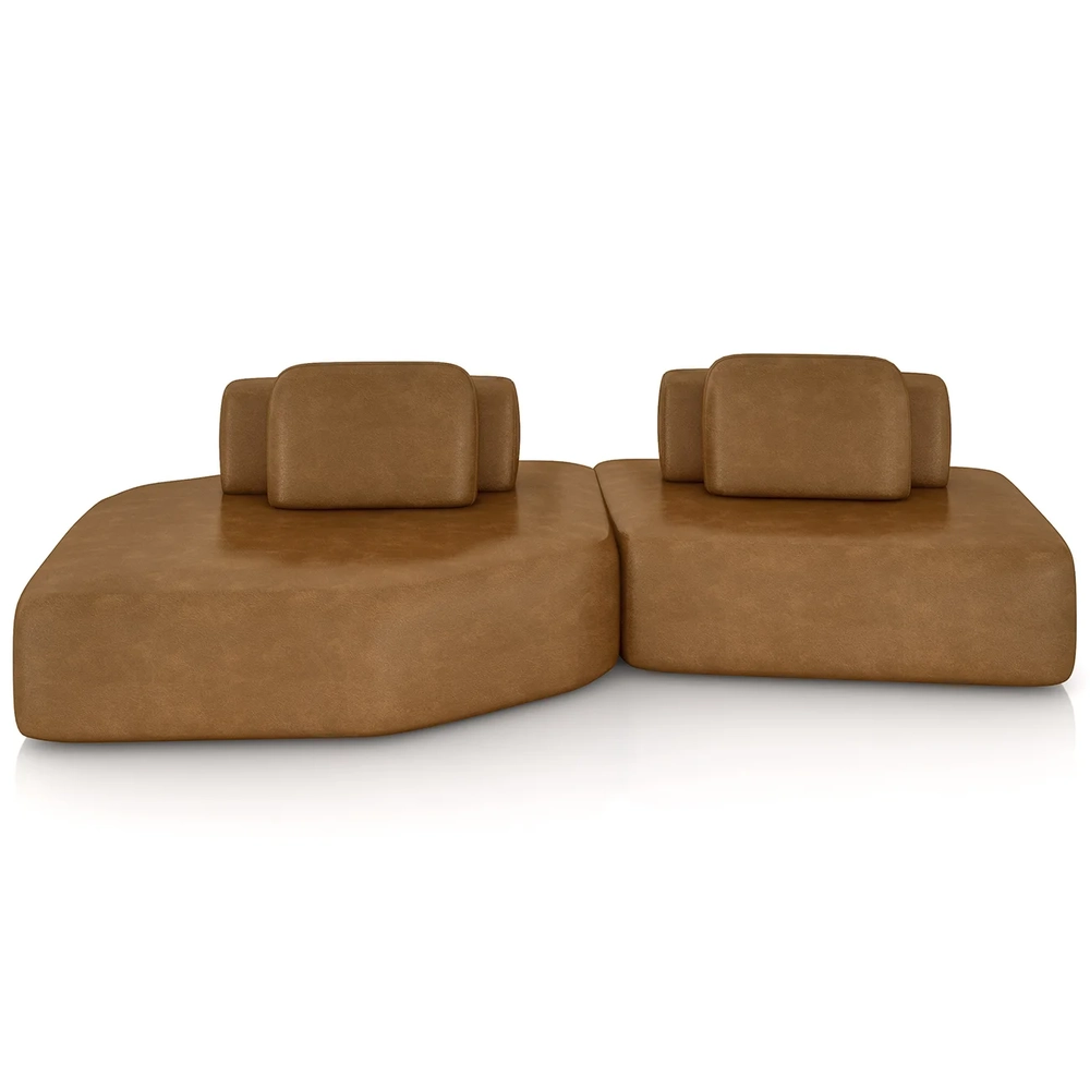 Sofá Ilha 275cm 2 Módulos Sala de Estar Moby Sintético Caramelo Z08 - Mpozenato