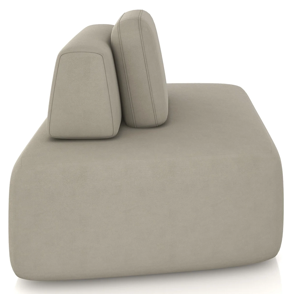 Sofá Modular 140cm Living Sala de Estar Moby Veludo Bege Z08 - Mpozenato