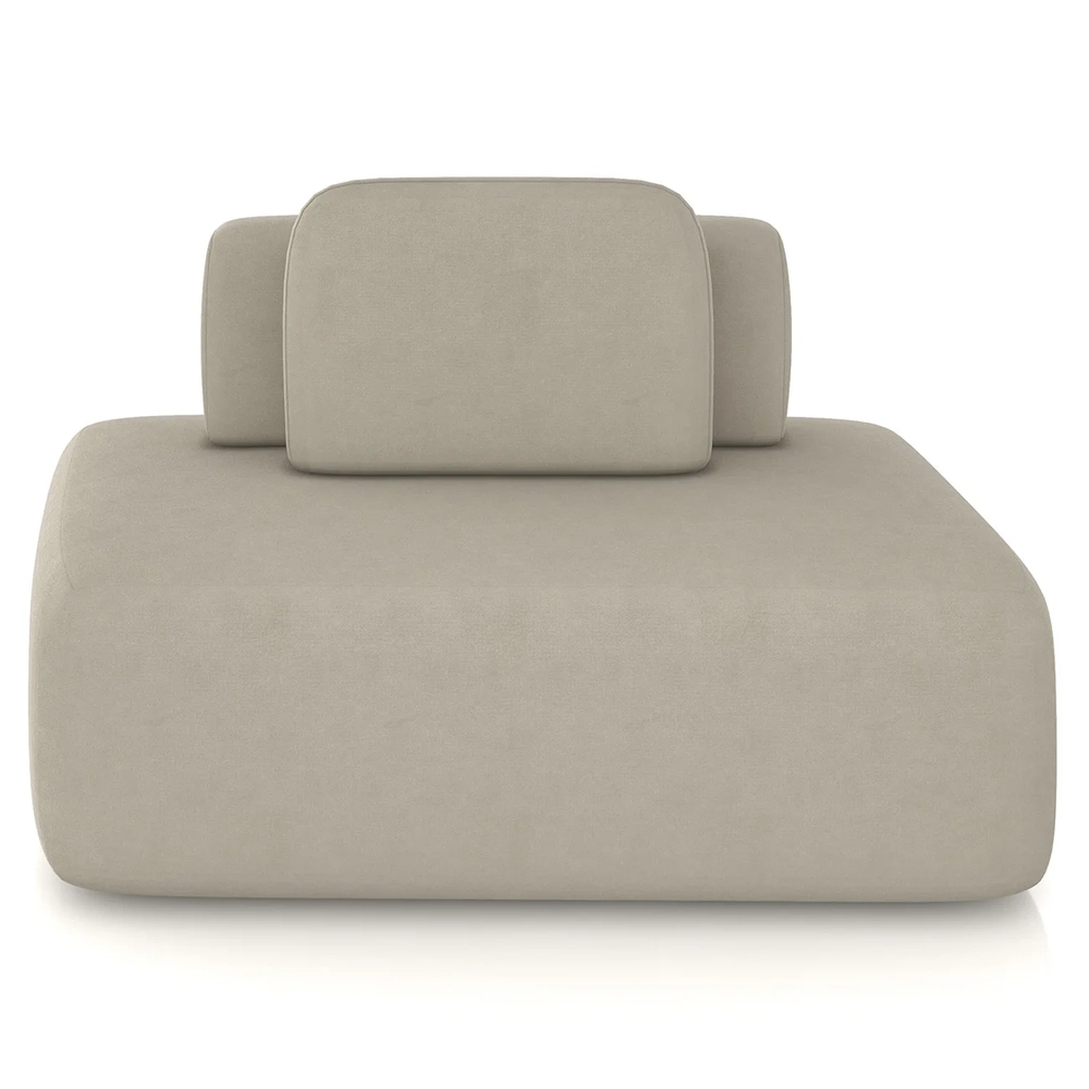 Sofá Modular 140cm Living Sala de Estar Moby Veludo Bege Z08 - Mpozenato