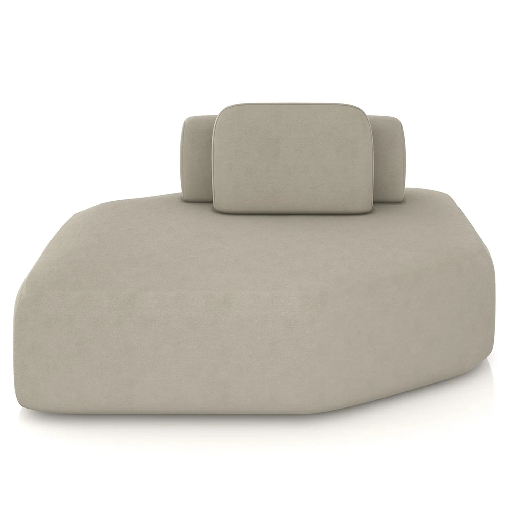 Sofá Chaise Modular 135cm Sala de Estar Moby Veludo Bege Z08 - Mpozenato