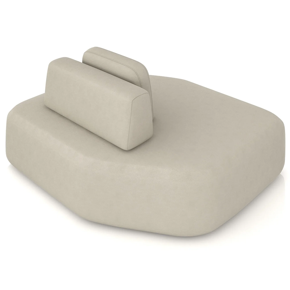 Sofá Chaise Modular 135cm Sala de Estar Moby Veludo Bege Z08 - Mpozenato