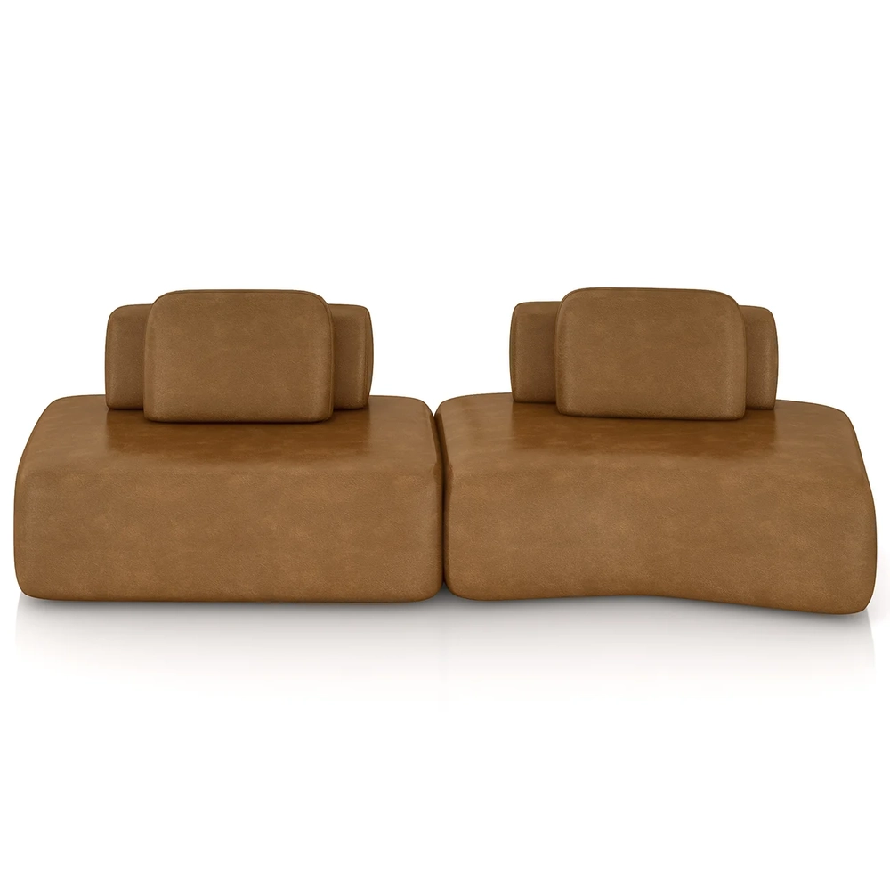 Sofá Ilha 314cm 2 Módulos Sala de Estar Moby Sintético Caramelo Z08 - Mpozenato