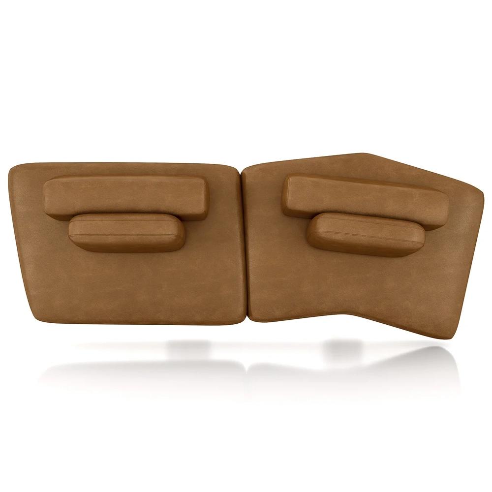 Sofá Ilha 314cm 2 Módulos Sala de Estar Moby Sintético Caramelo Z08 - Mpozenato