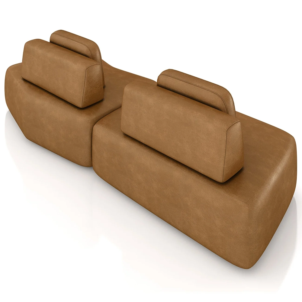 Sofá Ilha 314cm 2 Módulos Sala de Estar Moby Sintético Caramelo Z08 - Mpozenato