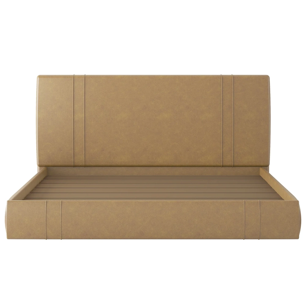 Cama King Flutuante Com Cabeceira 195cm Lyra Sintético Bege S05 - Mpozenato