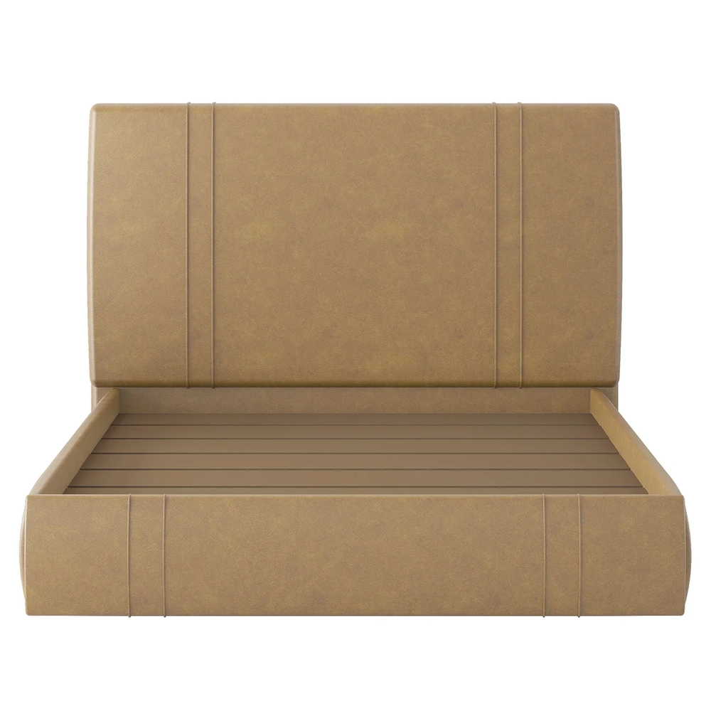 Cama Casal Flutuante Com Cabeceira 140cm Lyra Sintético Bege S05 - Mpozenato