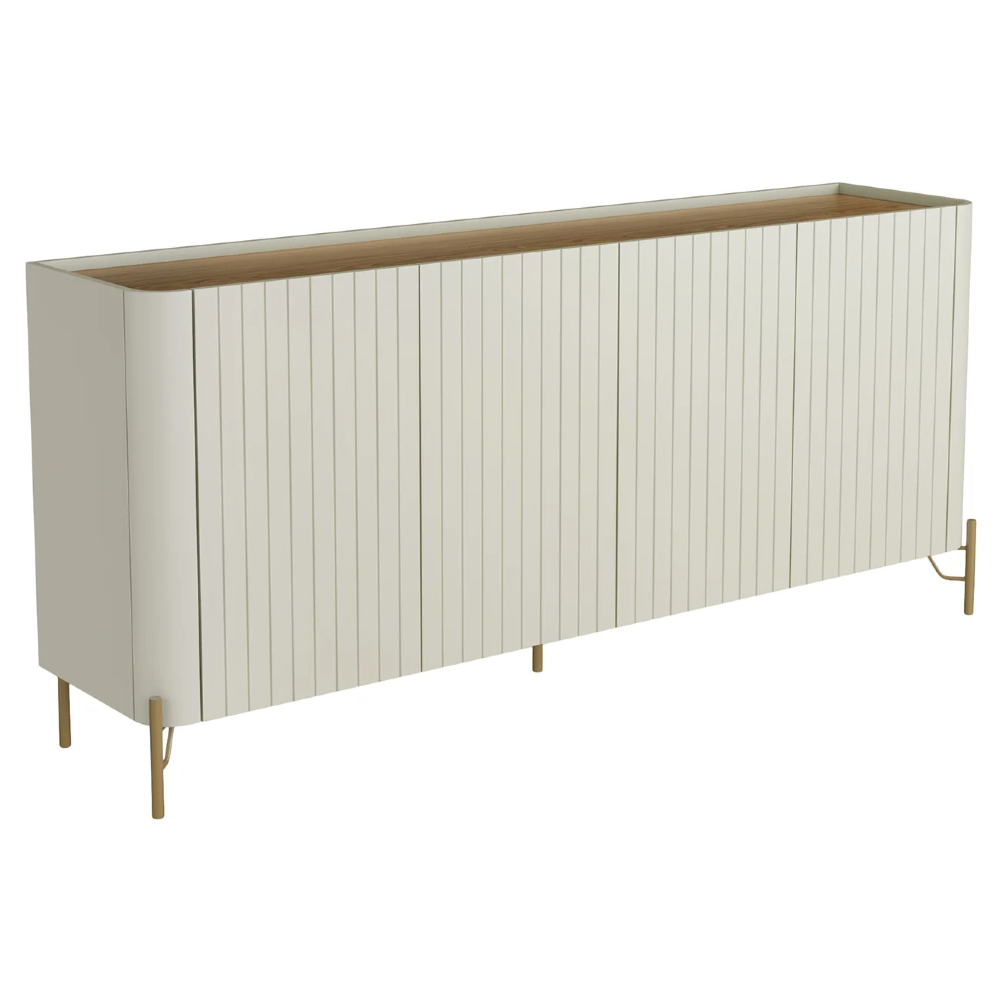 Buffet Aparador 180cm 4 Portas Brise Blen Louro/Luna/Dourado I06 - Mpozenato