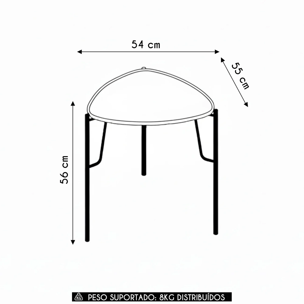 Mesa Lateral Alta Para Sala Pés Metálicos Blen Luna/Preto I06 - Mpozenato