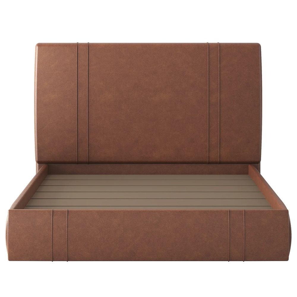 Cama Casal Flutuante Com Cabeceira 140cm Lyra Sintético Telha S05 - Mpozenato