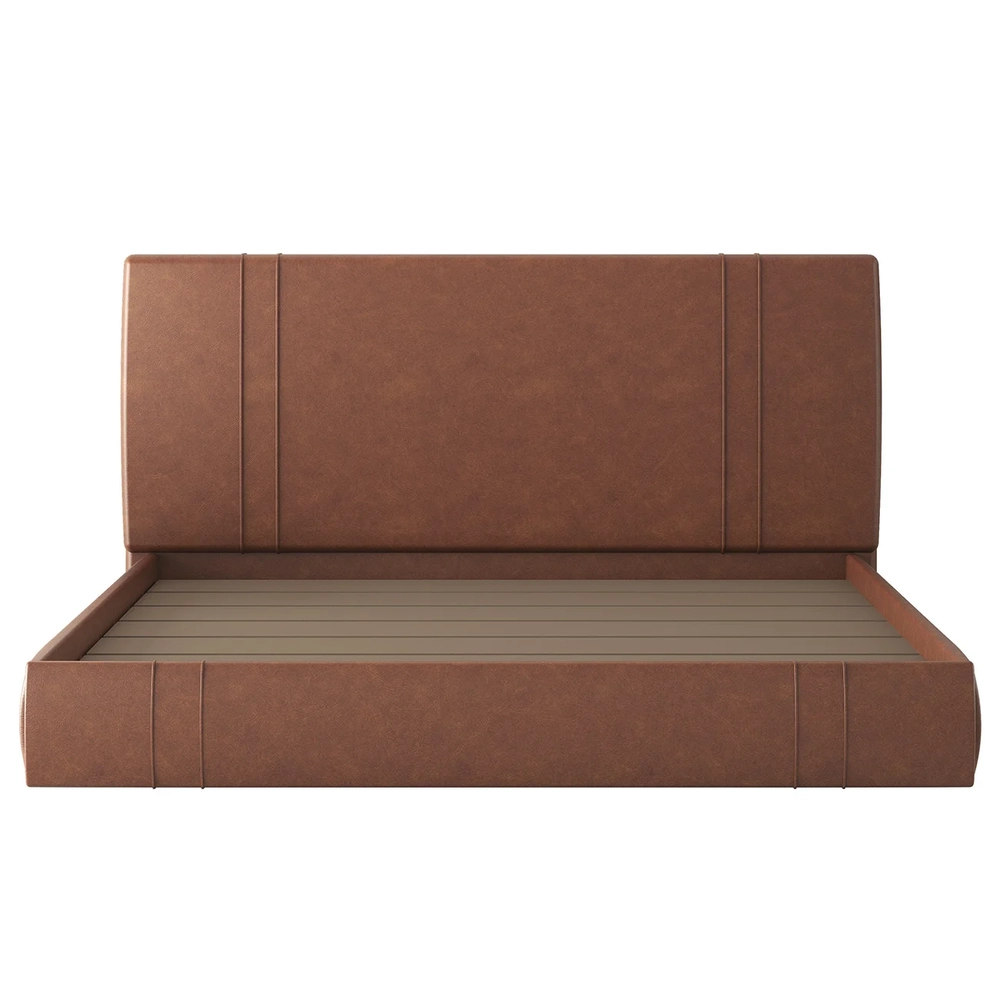 Cama King Flutuante Com Cabeceira 195cm Lyra Sintético Telha S05 - Mpozenato