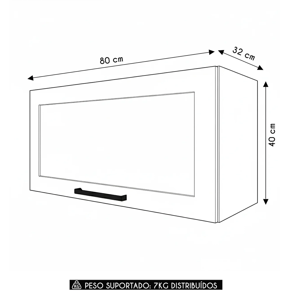 Armário Cozinha Aéreo 80cm Com 1 Porta Zaya Branco T01      - Mpozenato