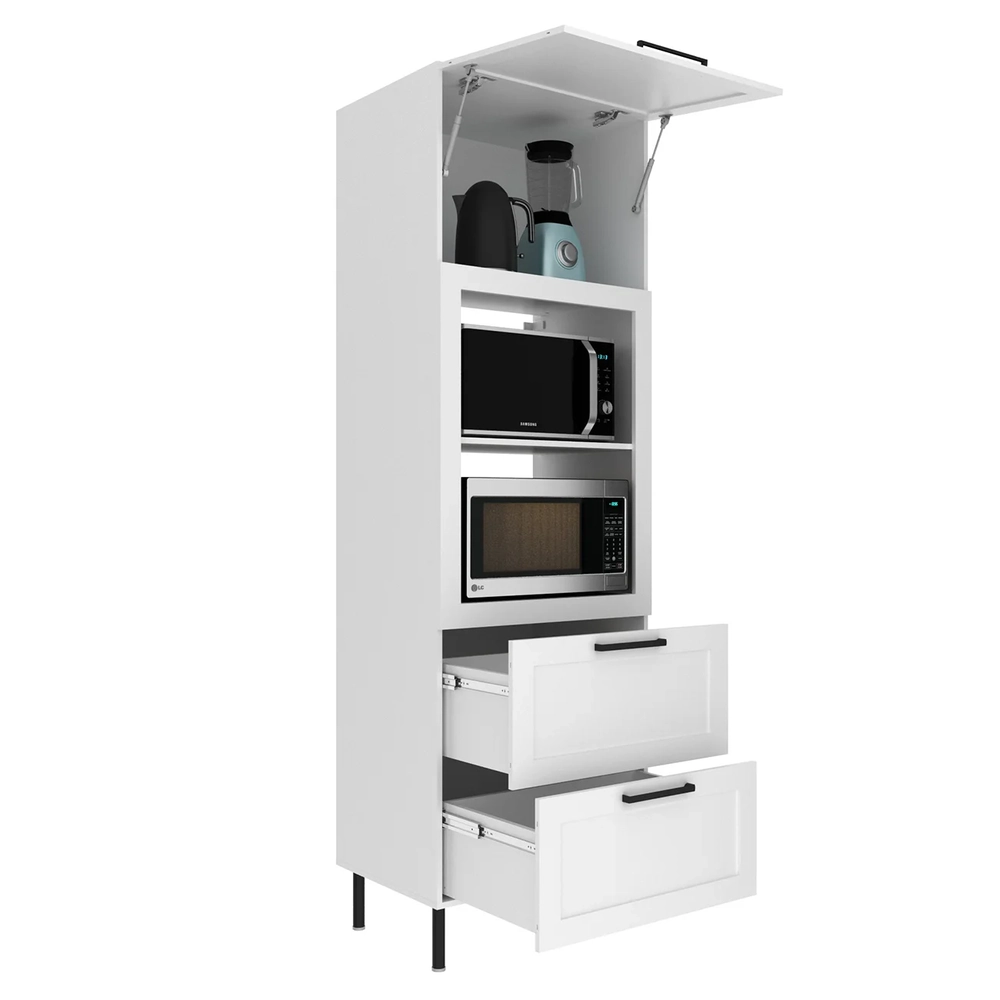 Paneleiro Cozinha Torre Quente 70cm 1 Porta Zaya Branco T01 - Mpozenato