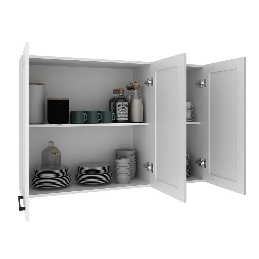 Armário Cozinha Aéreo 120cm Com 3 Portas Zaya Branco T01    - Mpozenato