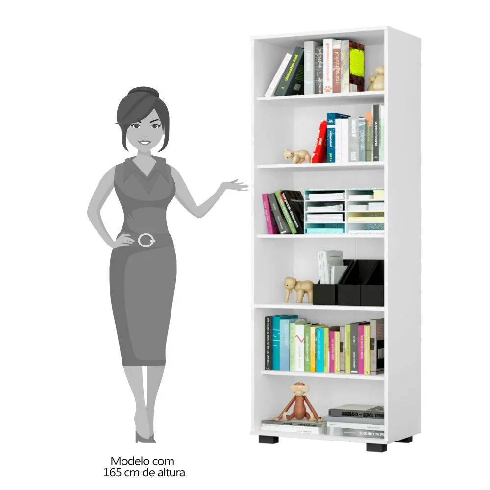 Estante Livreiro 5 Prateleiras Office Preto Trama - Móveis Leão