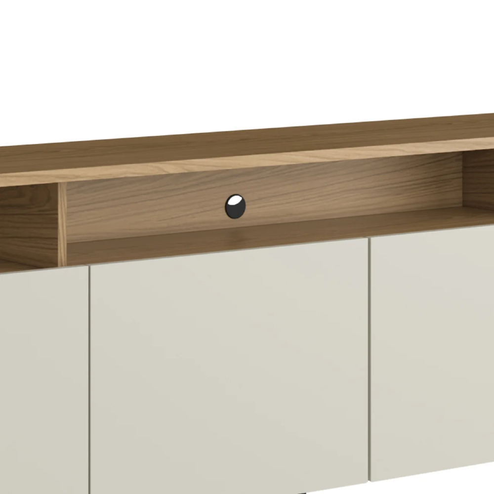 Painel TV 55 Pol e Rack Sala Porta Lisa Blen Louro/Luna/Dourado I06 - Mpozenato