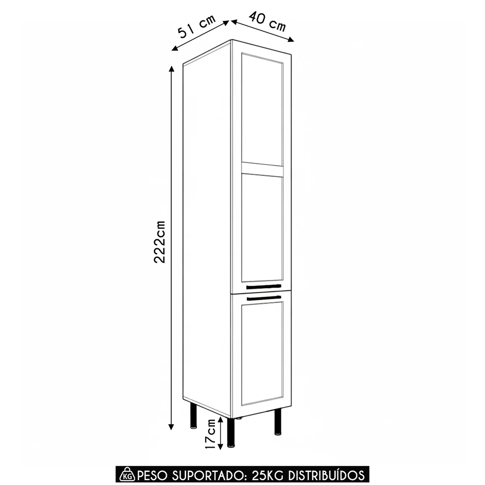 Paneleiro Armário Cozinha 40cm Com 2 Portas Zaya Branco T01 - Mpozenato