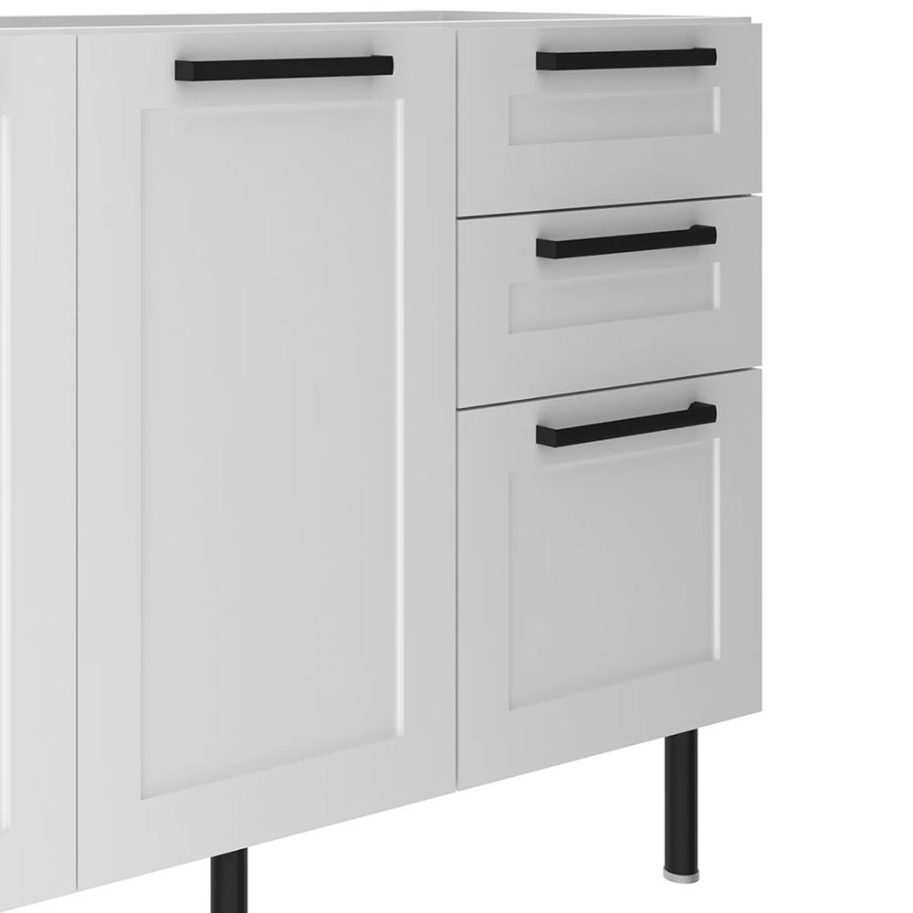 Armário Cozinha 3 Peças Balcão Tampo CP4B Zaya Branco/Carvalho T01 - Mpozenato