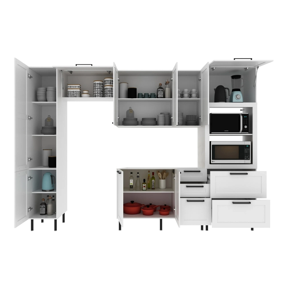 Armário Cozinha 4 Peças Balcão Para Pia CP6B Zaya Branco T01 - Mpozenato