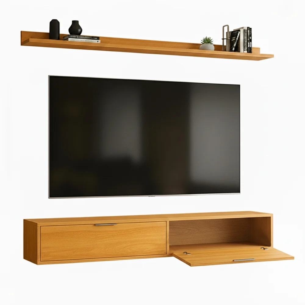 Rack TV 65 Pol. Suspenso 160cm 2 Portas Lila Cinamomo Z49   - Mpozenato