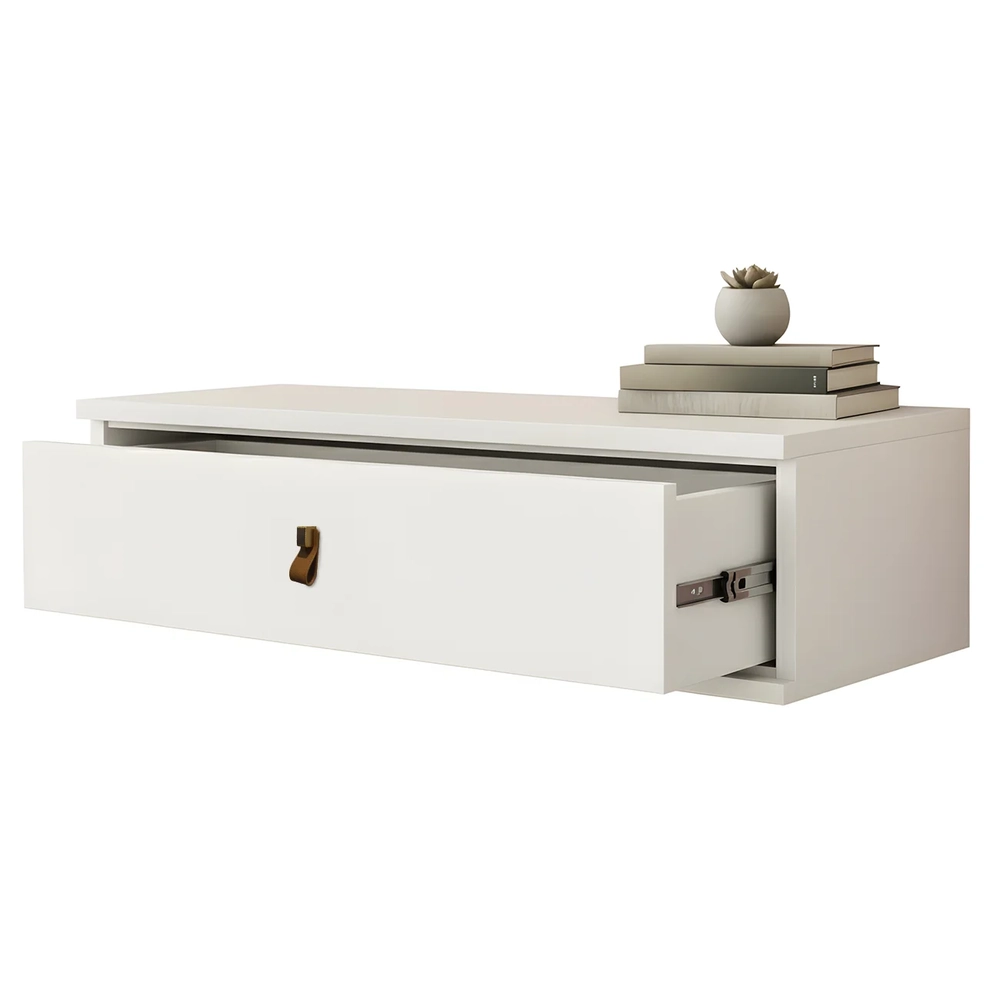 Penteadeira Suspensa 90cm 1 Gaveta Quarto Lila Branco Z49   - Mpozenato